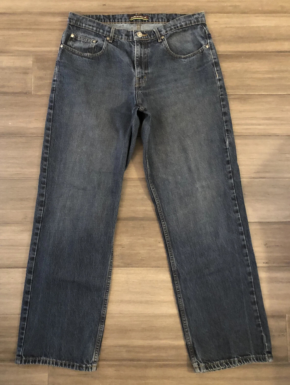 CUBAVERA Men’s High Rise 100% Cotton Straight Denim Blue Jeans-Size 34/32